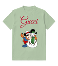 Sage Green Snowman Holiday Mouse Graphic T-Shirt - front product view