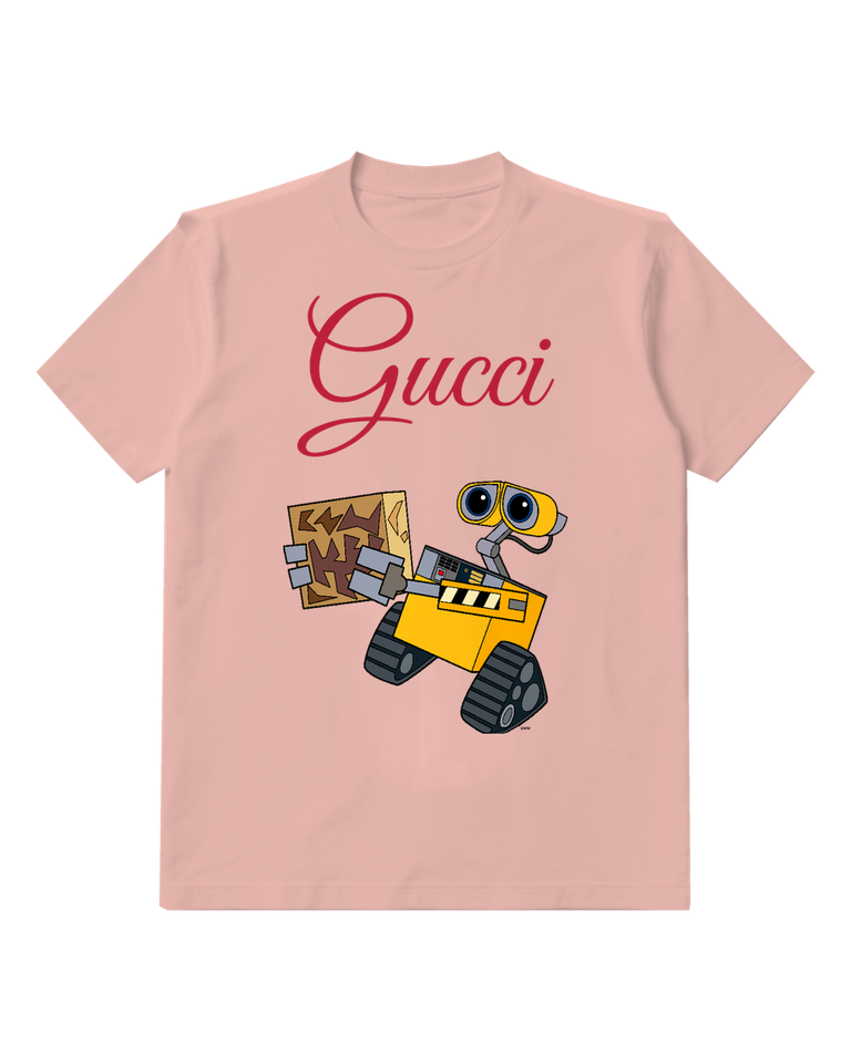 Blush Pink Yellow Robot Holding A Box Graphic T-Shirt - front product view