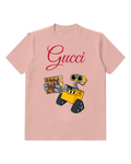 Blush Pink Yellow Robot Holding A Box Graphic T-Shirt - front product view