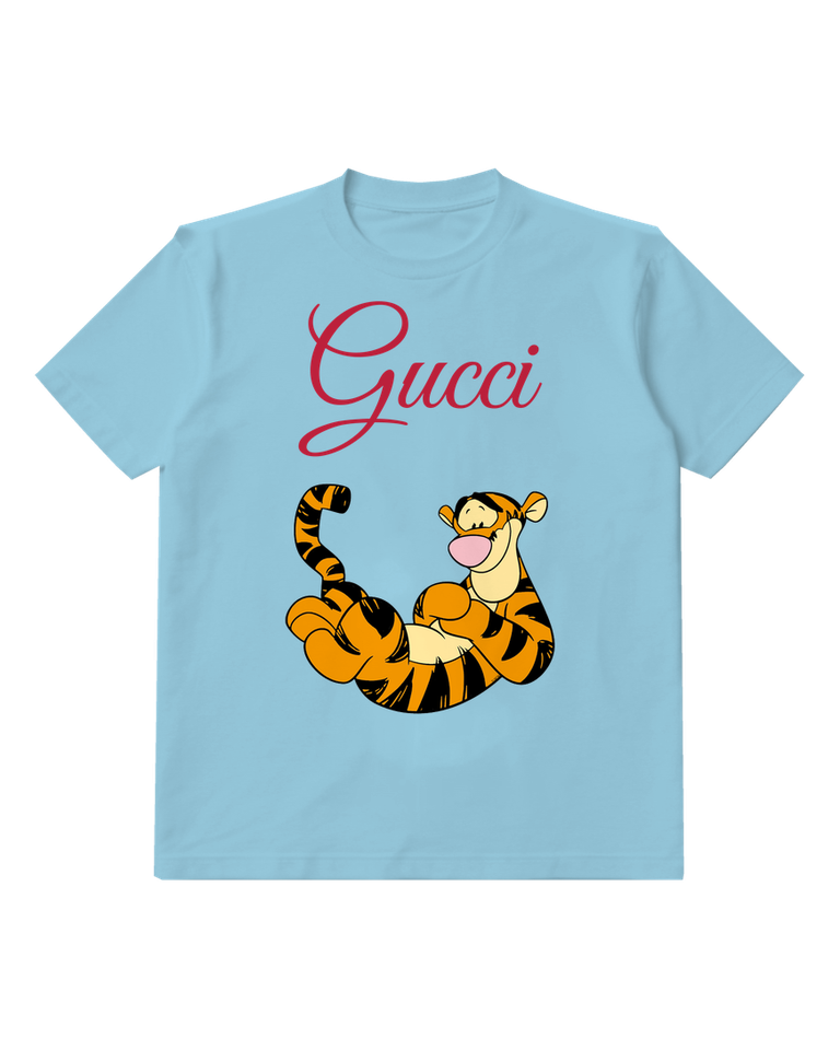 Sky Blue Tiger Floating On Back Graphic T-Shirt - front product view