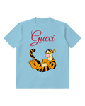 Sky Blue Tiger Floating On Back Graphic T-Shirt - front product view