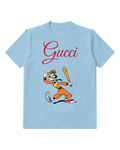 Sky Blue Baseball Player In Orange Uniform Graphic T-Shirt - front product view