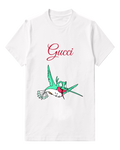 White Green Cricket Gliding Forward Graphic T-Shirt - front product view