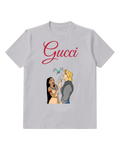 Light Gray Explorer Couple And Small Bird Graphic T-Shirt - front product view