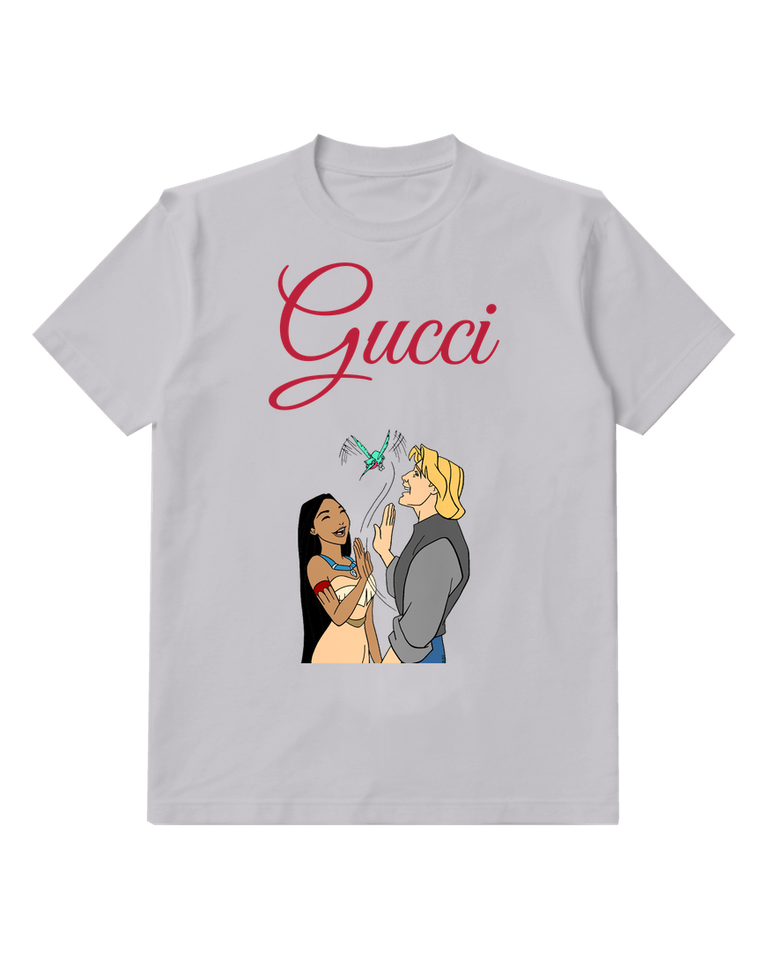 Light Gray Explorer Couple And Small Bird Graphic T-Shirt - front product view