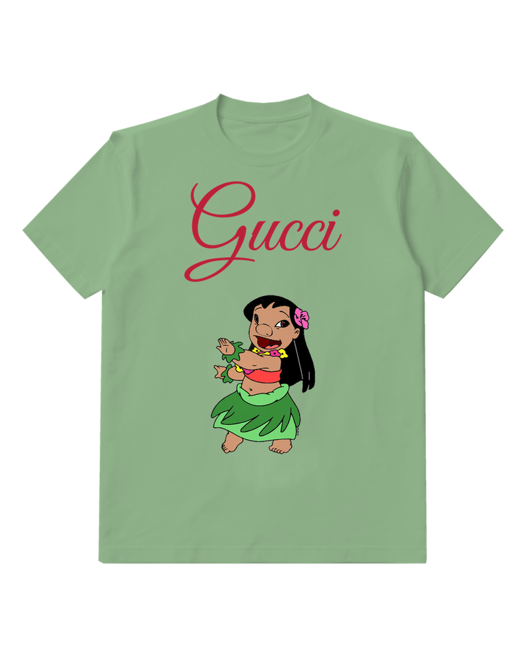 Sage Green Lilo Dancing In Hula Outfit Graphic T-Shirt - front product view