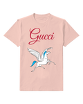 Blush Pink Flying Horse With Wings And Blue Mane Graphic T-Shirt - front product view