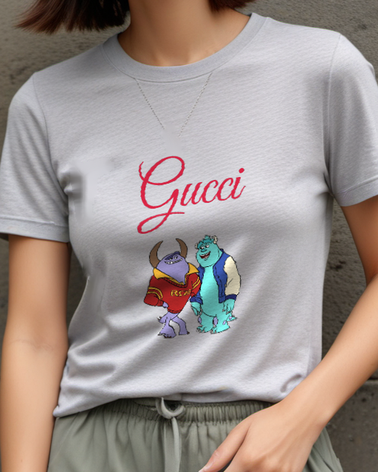 Light Gray Sulley Standing Beside Another Monster Graphic T-Shirt - model wearing view