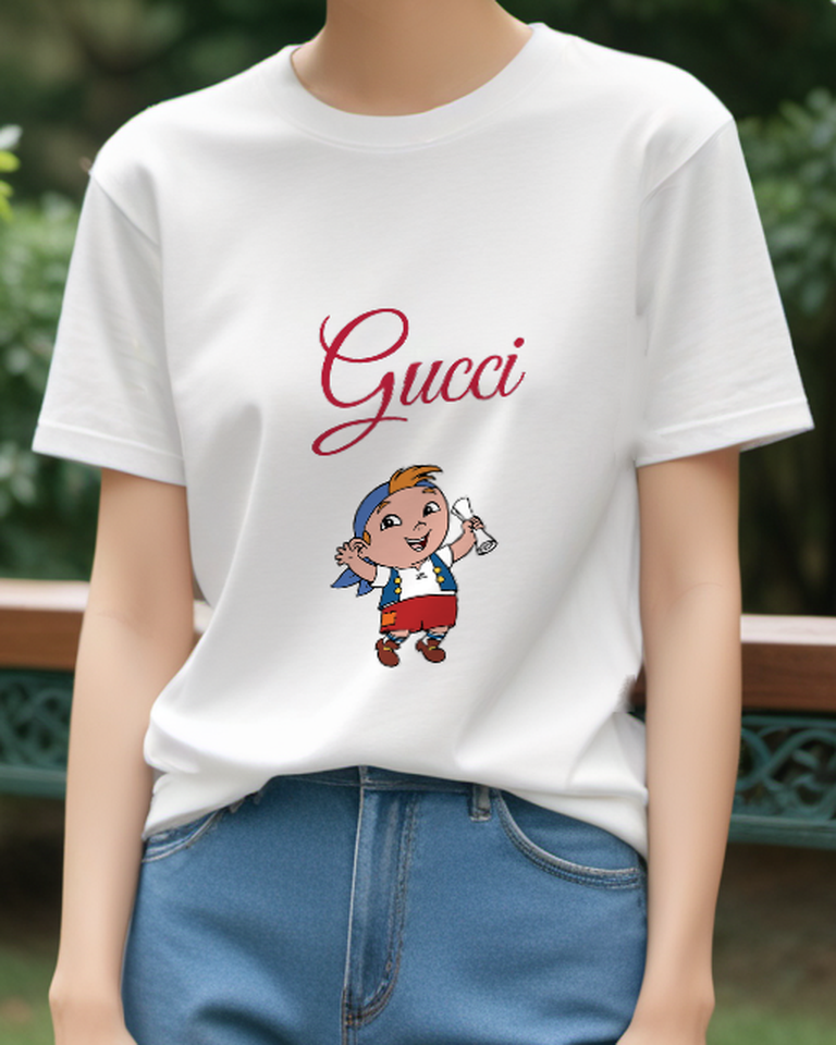 White Smiling Little Sailor In Stripes Graphic T-Shirt - model wearing view