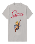 Light Gray Blond Explorer Holding Long Rifle Graphic T-Shirt - front product view