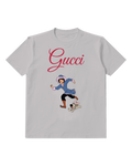 Light Gray Blue Clad Runner And Tiny Friend Graphic T-Shirt - front product view