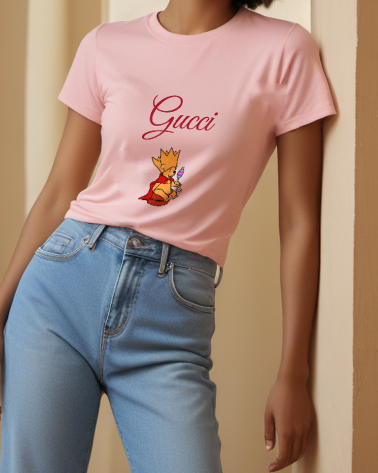 Blush Pink Crowned King Bear Graphic T-Shirt - styled view 3