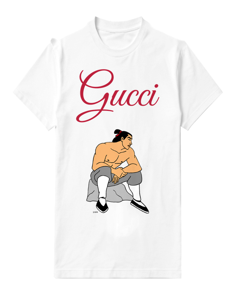 White Seated Martial Artist Folded Arms Graphic T-Shirt - front product view