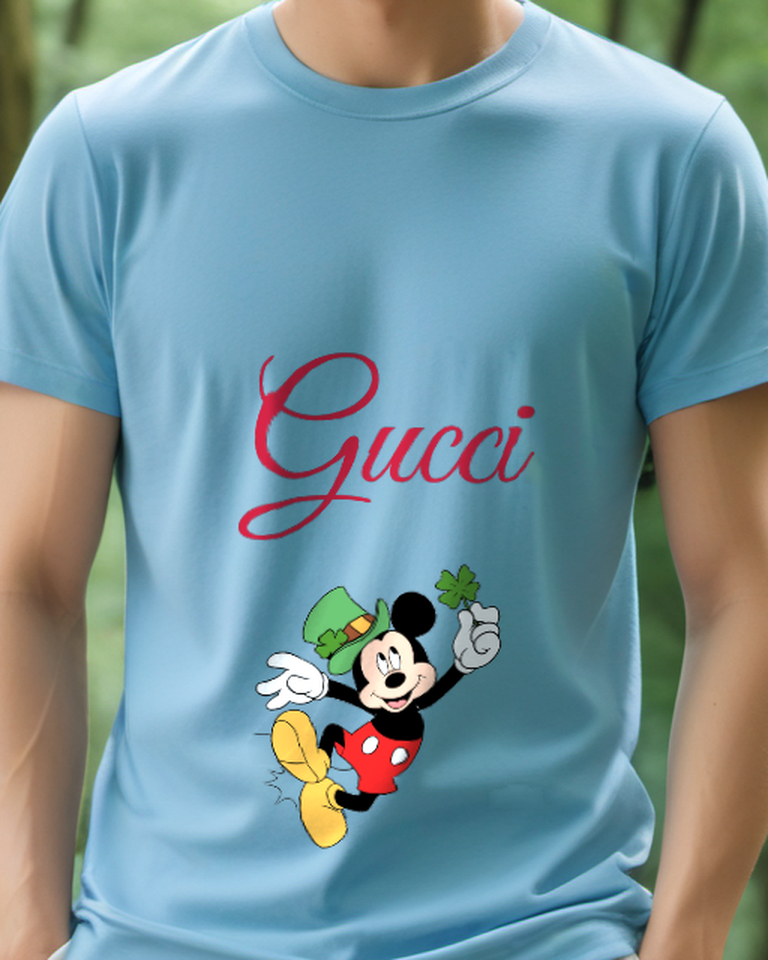 Dusty Blue Mouse Leaping Welcome Graphic T-Shirt - model wearing view