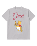 Light Gray Yellow Bear Carrying Green Platter Graphic T-Shirt - front product view