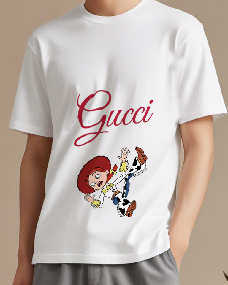 White Cowgirl High Kick Wave Graphic T-Shirt - model wearing view