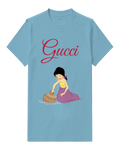 Dusty Blue Girl Kneeling Beside Water Pot Graphic T-Shirt - front product view