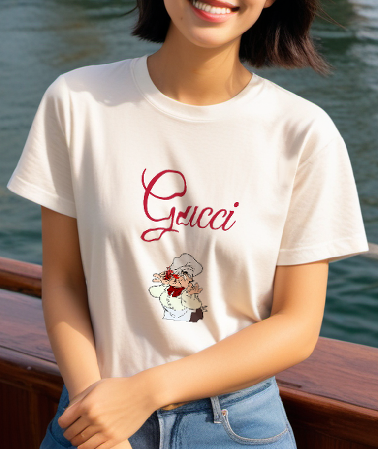 Ivory White Hat Chef Portrait Graphic T-Shirt - styled view 3