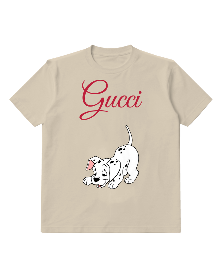 Beige Cute Dalmatian Puppy Looking Down Graphic T-Shirt - front product view