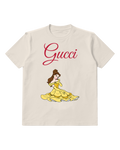 Light Gray Belle In Yellow Gown Seated Gracefully Graphic T-Shirt - front product view
