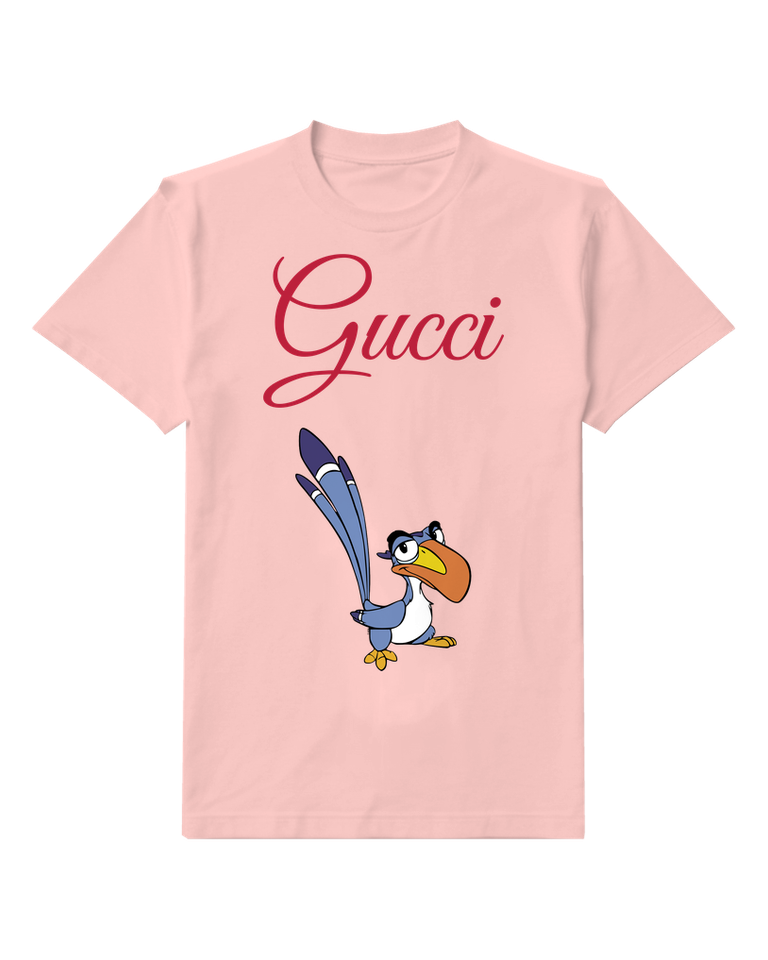 Blush Pink Hornbill Tall Tail Feathers Graphic T-Shirt - front product view