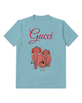 Dusty Blue Three Red Elephants And Boy Graphic T-Shirt - front product view
