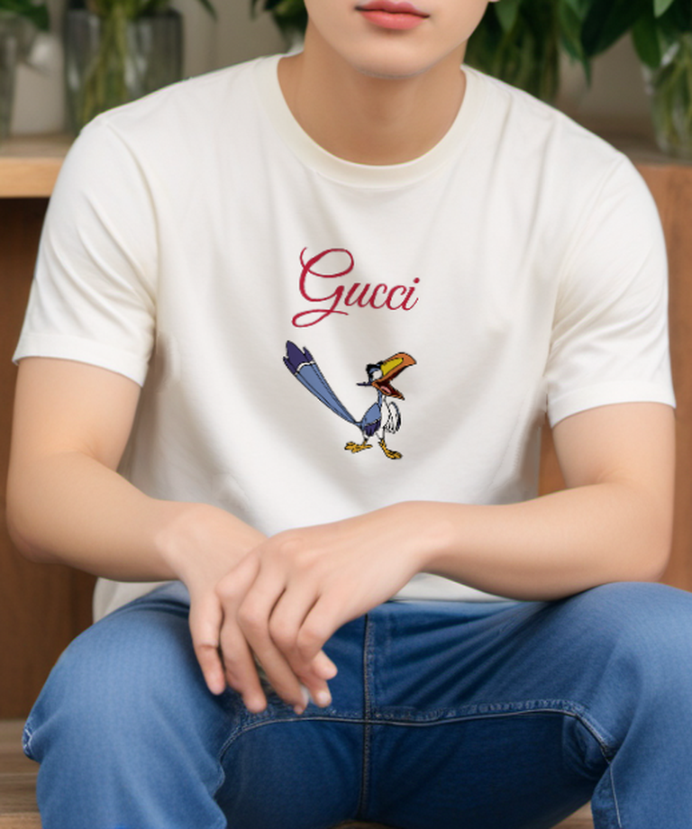 Ivory Long Tail Hornbill Graphic T-Shirt - styled view 1