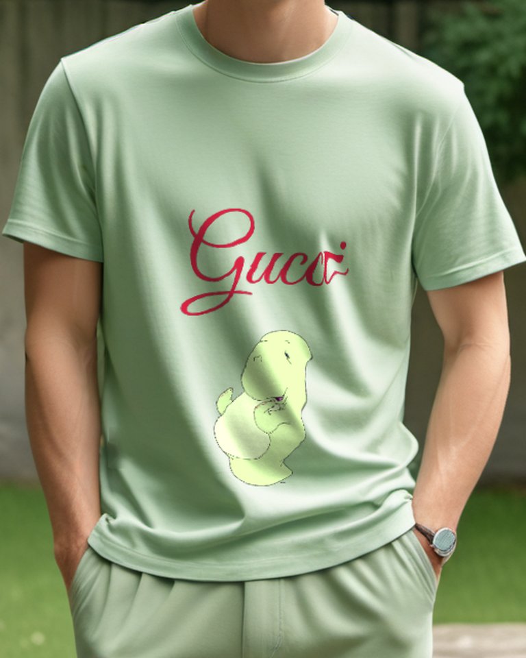 Sage Green Green Dinosaur Smiling Holding Hands Graphic T-Shirt - model wearing view