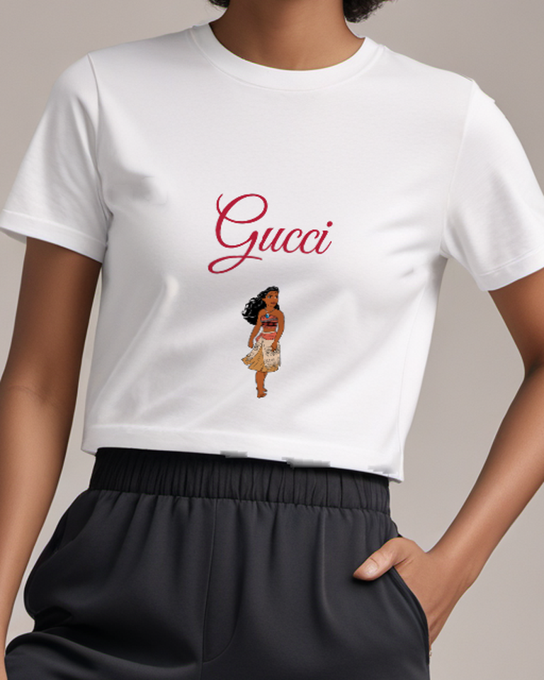 White Moana Standing Arms Slightly Bent Graphic T-Shirt - model wearing view