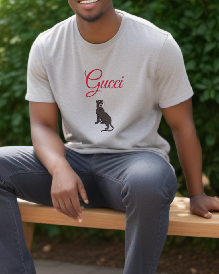 Light Gray Seated Black Panther Graphic T-Shirt - styled view 3