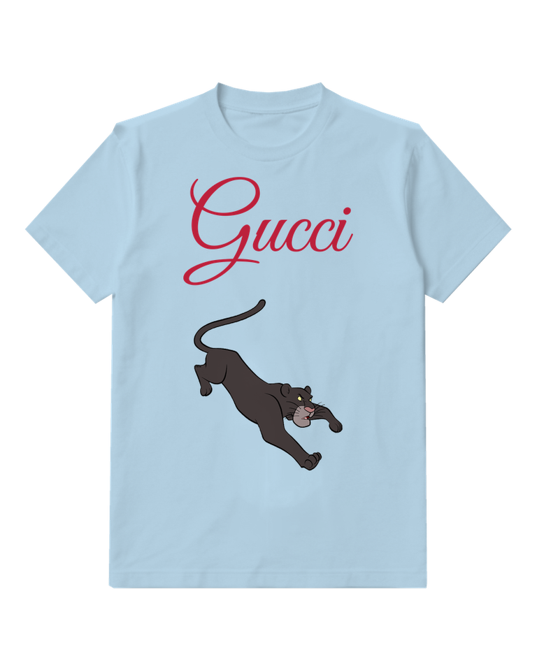 Sky Blue Leaping Black Panther Graphic T-Shirt - front product view