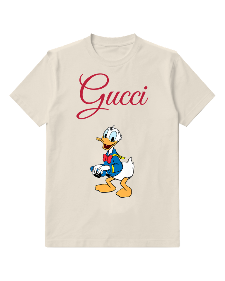 Ivory Donald Duck Holding Hat Graphic T-Shirt - front product view