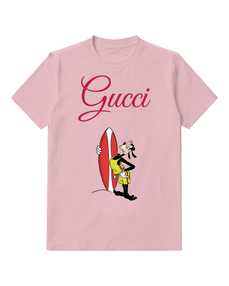 Blush Pink Surfboard Long Eared Dog Graphic T-Shirt - front product view