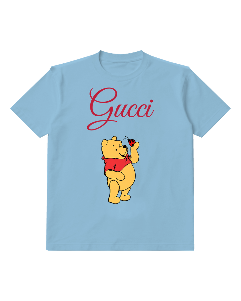 Sky Blue Bear One Paw On Head Graphic T-Shirt - front product view