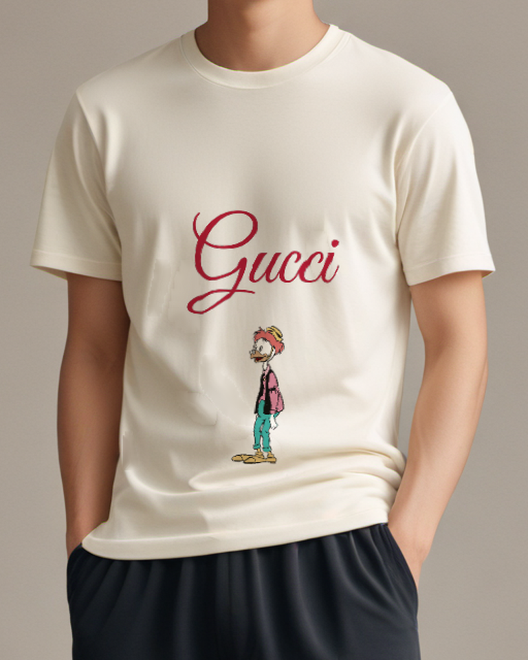 Ivory Gyro Standing Sideways Profile Graphic T-Shirt - model wearing view