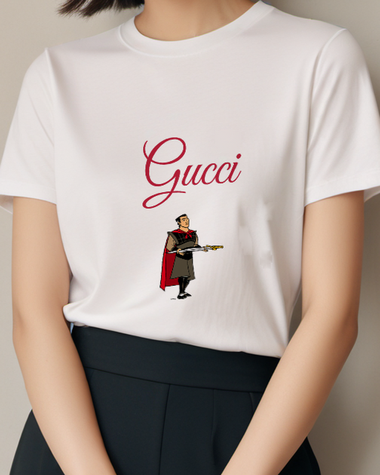 White Li Shang Holds Sword Upright Graphic T-Shirt - model wearing view