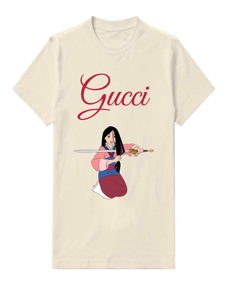 Ivory Mulan Kneeling With Sword Graphic T-Shirt - front product view
