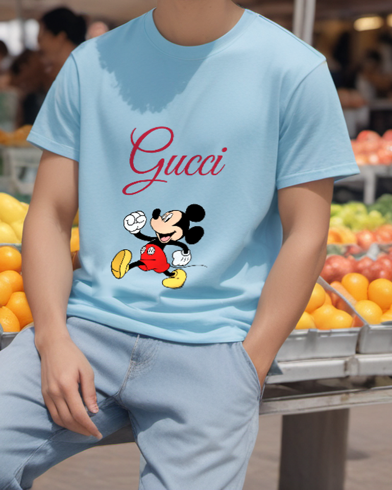 Sky Blue Marching Fist Mouse Graphic T-Shirt - styled view 4