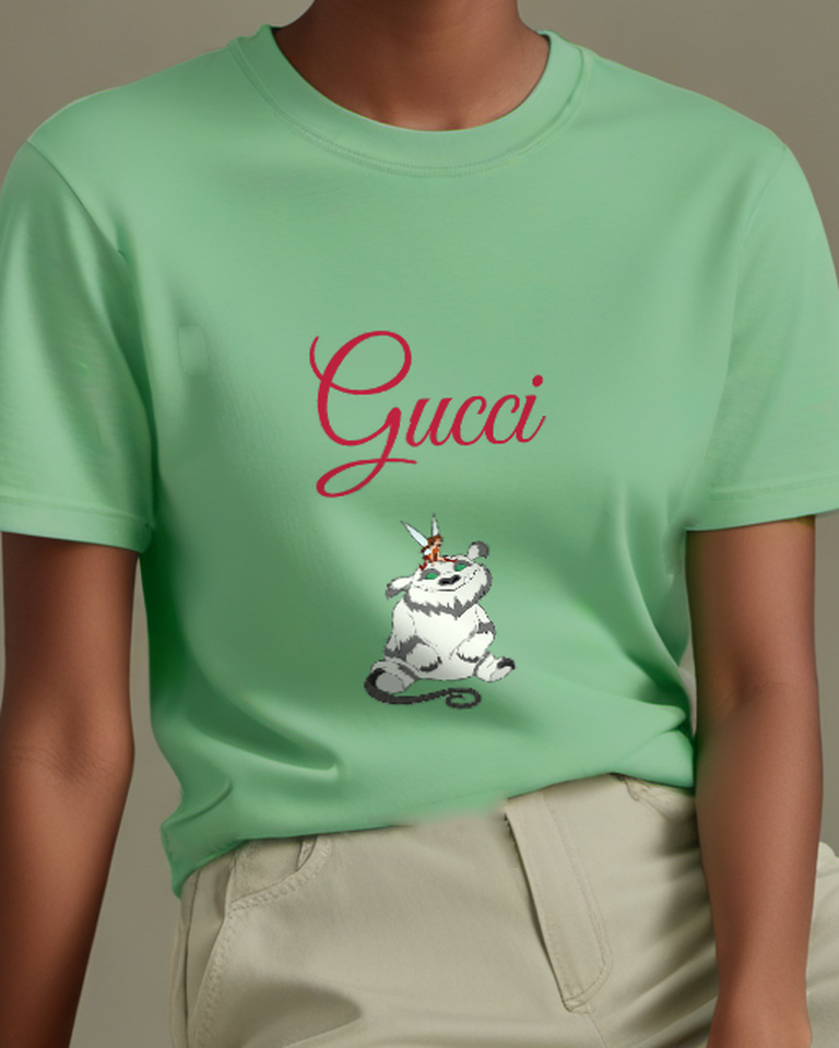Sage Green Fawn Atop Neverbeast Seated Green Eyed Graphic T-Shirt - model wearing view
