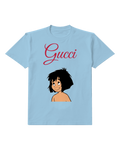 Sky Blue Mowgli Smiling Head Tilted Up Graphic T-Shirt - front product view
