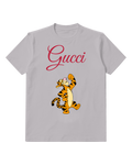 Light Gray Skipping Stripe Tiger Graphic T-Shirt - front product view
