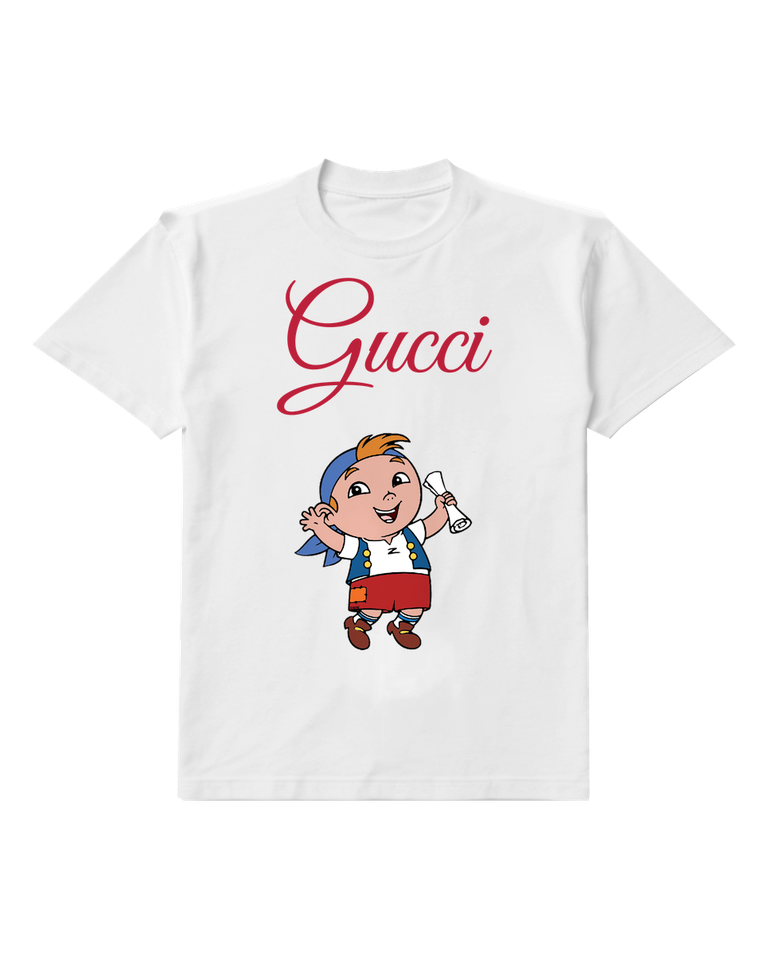 White Smiling Little Sailor In Stripes Graphic T-Shirt - front product view