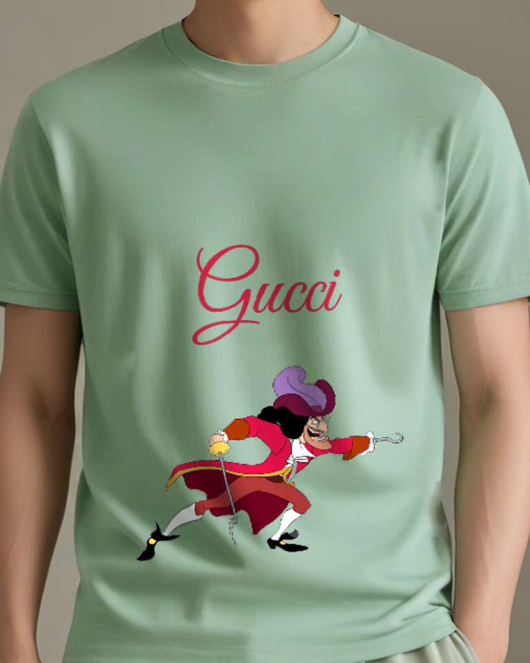 Sage Green Captain Hook Lunging Forward Graphic T-Shirt - model wearing view