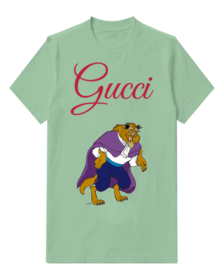 Sage Green Beast In Dynamic Crouching Stance Graphic T-Shirt - front product view