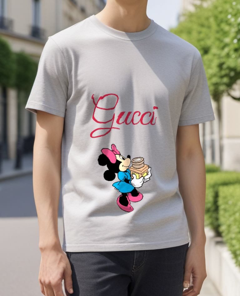 Light Gray Parcel Carrying Bow Mouse Graphic T-Shirt - styled view 4