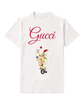 White Genie Juggling On Unicycle Graphic T-Shirt - front product view