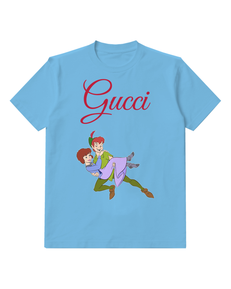 Sky Blue Flying Boy Carrying Purple Girl Graphic T-Shirt - front product view