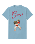 Dusty Blue Pirate Carrying Woven Basket Graphic T-Shirt - front product view