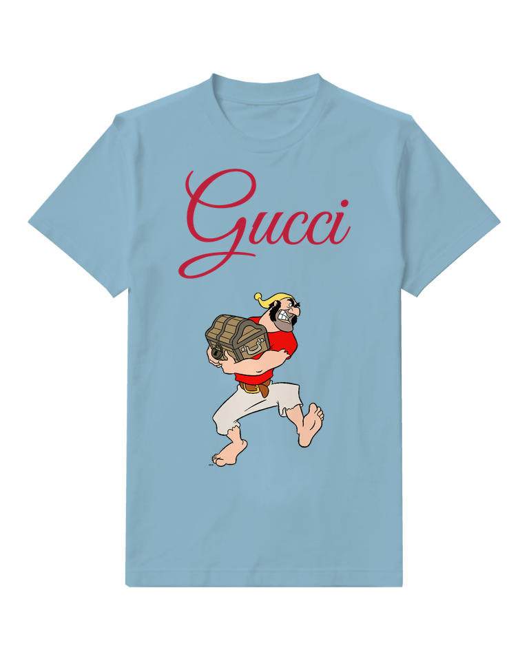 Dusty Blue Pirate Carrying Woven Basket Graphic T-Shirt - front product view