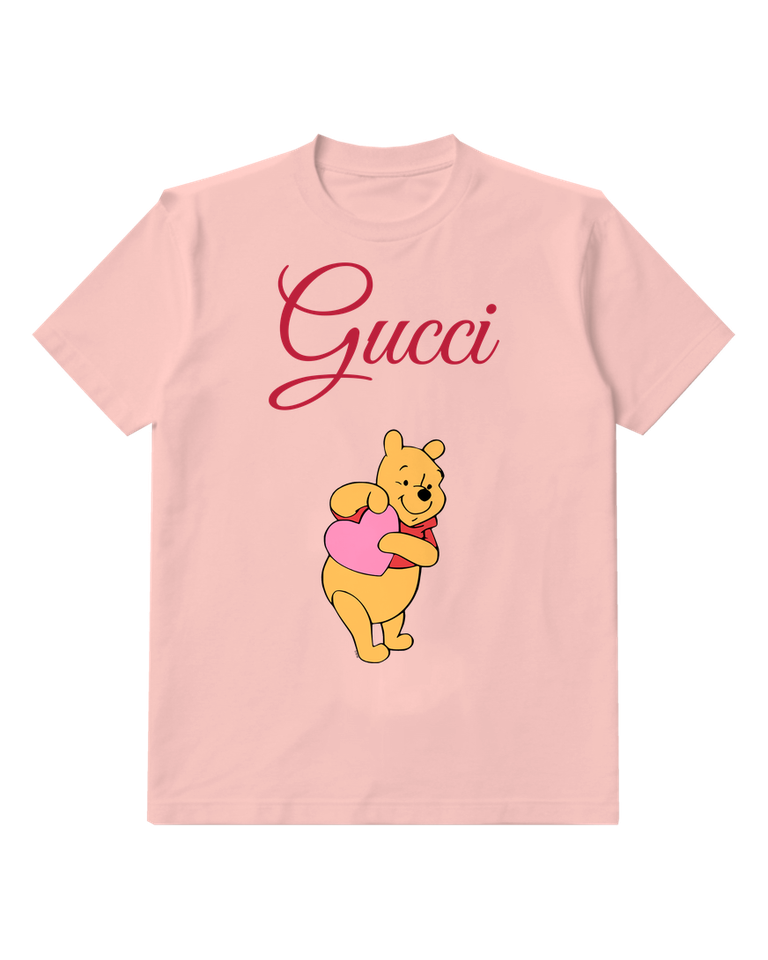 Blush Pink Bear Pink Heart Hug Graphic T-Shirt - front product view